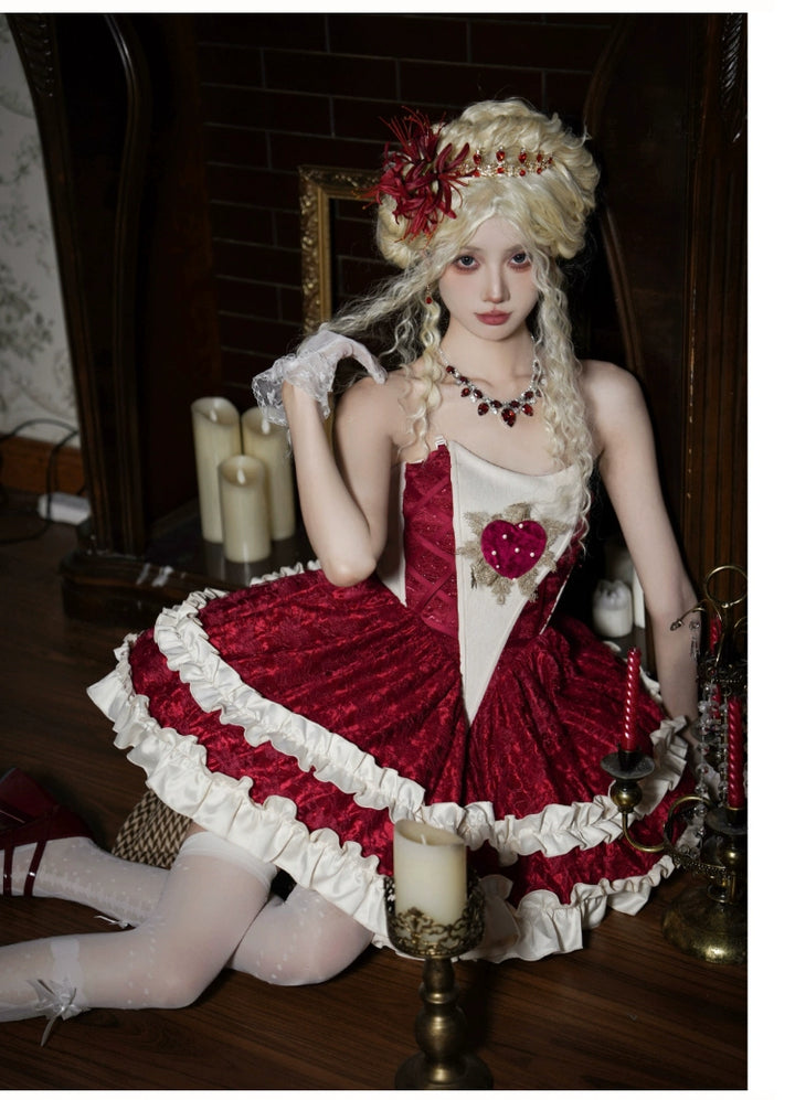 With PUJI~Mary's Heart~Classic Lolita Bodice Dress with Invisible Strap Irregular Coat