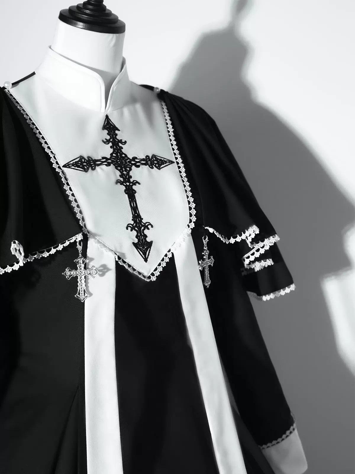 Halloween Gothic Lolita OP Dress & Cape, Cross Embroidery 45848:864785