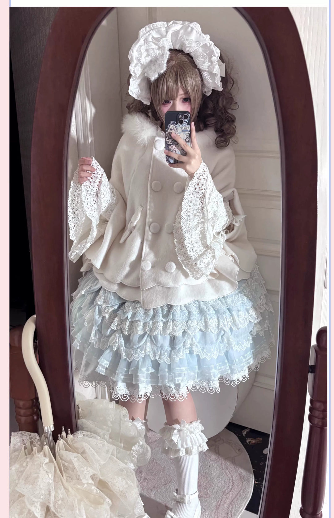 Yayizi~Sweet Lolita Cape Winter Plush Lolita Coat 41364:691430