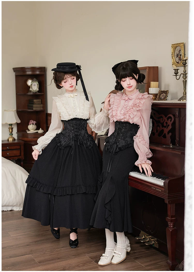 Blake - Boning Gothic Lolita Mermaid Skirt, Lifted-hem SK