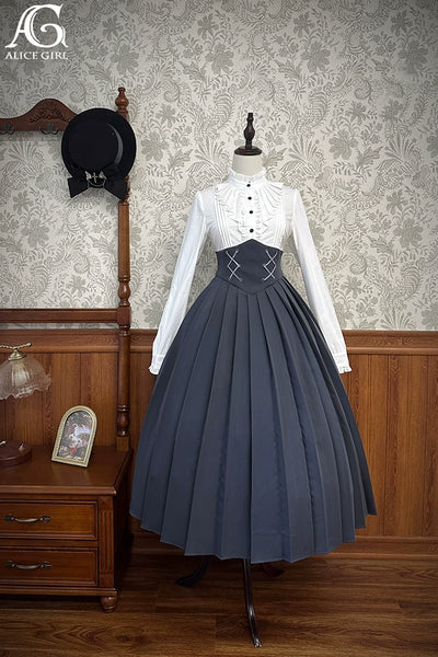 (BFM)Alice Girl~Two-Piece Lolita Dress~Detective Butler Blazer Long Sleeve OP XS Black (long OP dress only) 