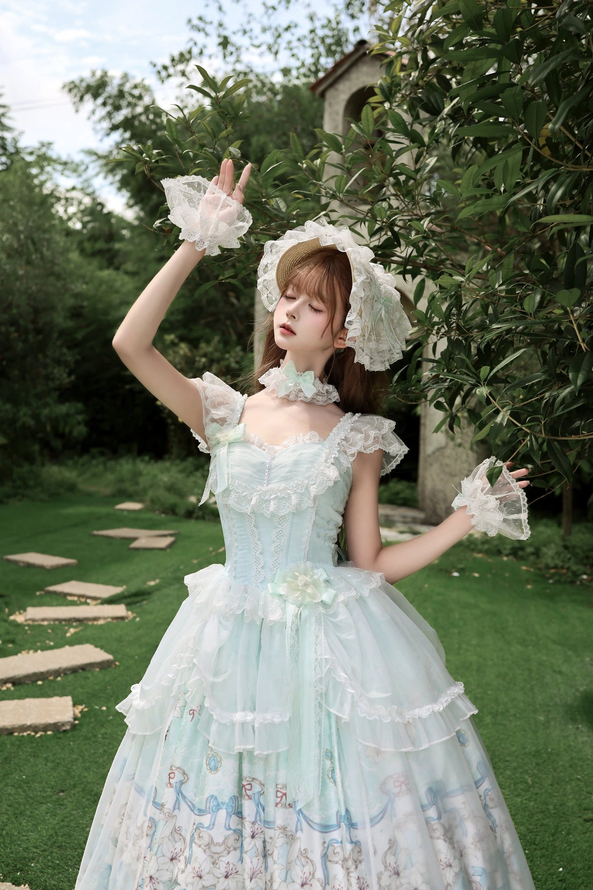 Lily Narrative - Classic Lolita JSK Dress Set, Lily Floral Print 46095:874869