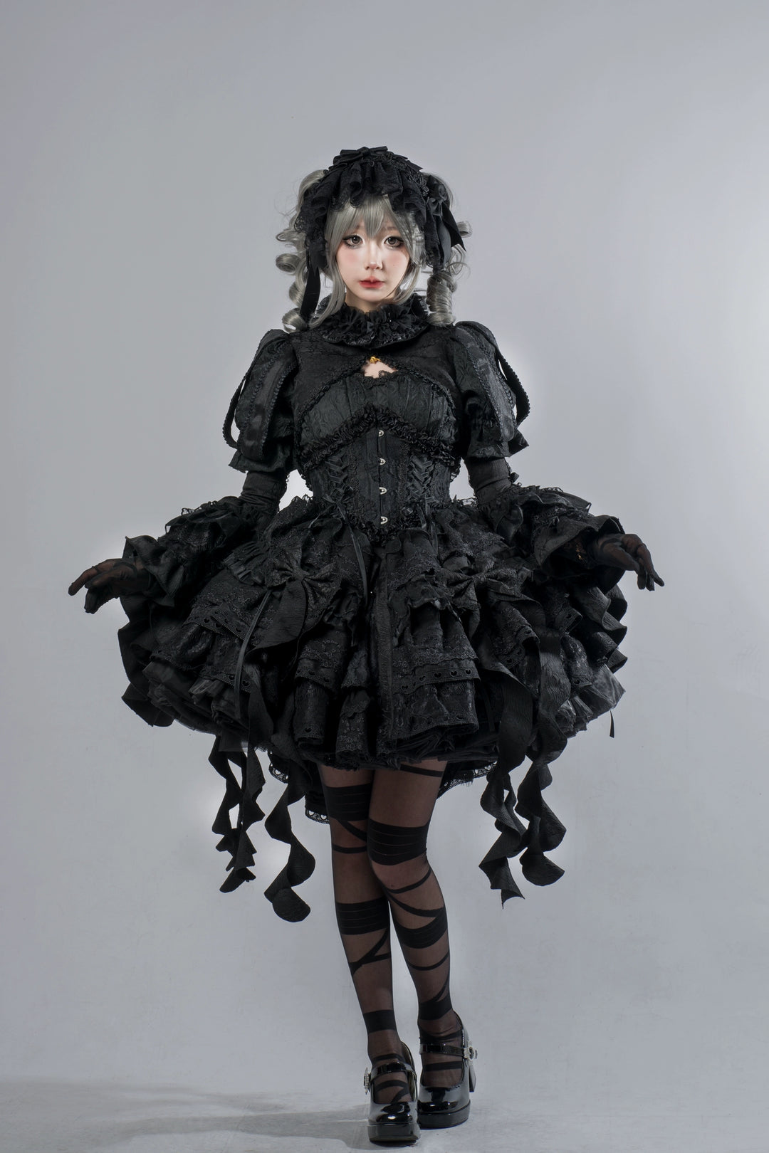 Smoothy~Caliburn~Gothic Lolita JSK Dress with Bolero with Detachable Sleeves