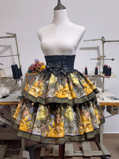 Little Bird~Daily Lolita SK Dress Lolita skirt high Waist SK S A version high waist 2 sections skirt 