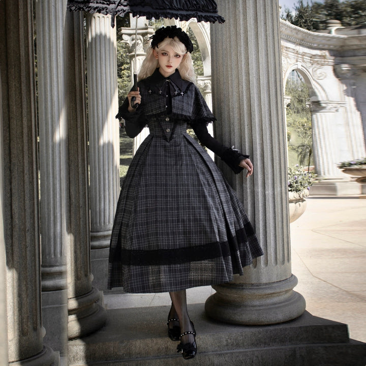 With PUJI~Ming Stationery~Gothic Lolita Bustier Dress and Shawl Set Lolita Blouse   