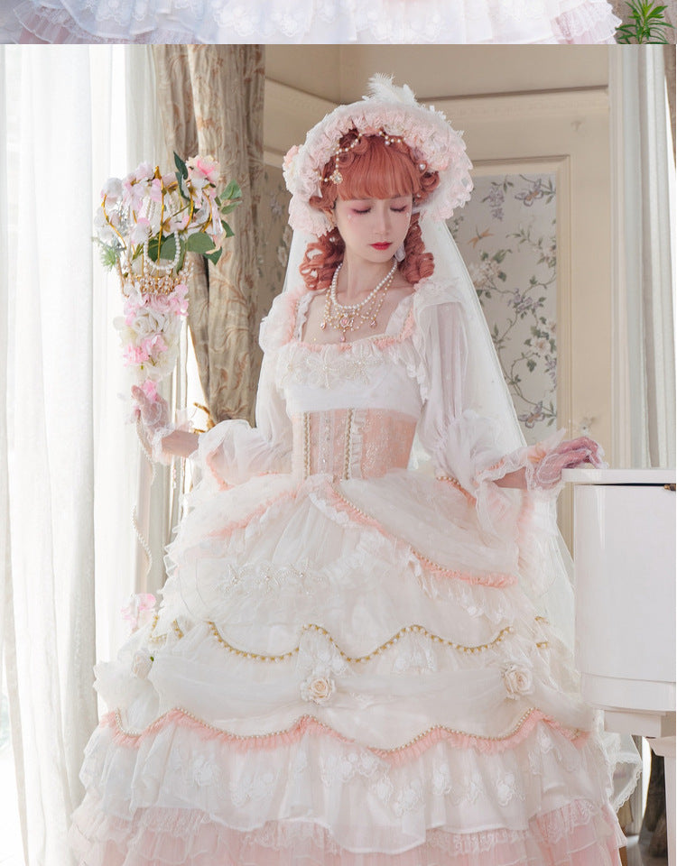 Cat Fairy~Daisy's Park~Elegant Winter Lolita Flower Bride OP   