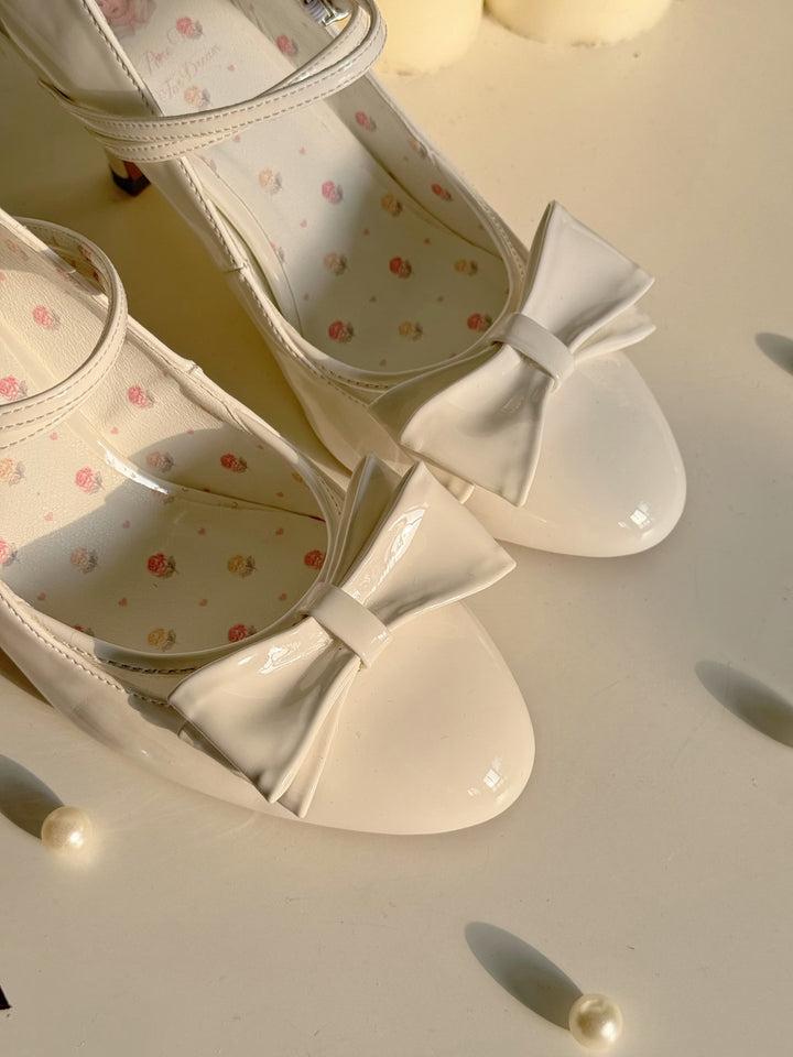 Pure Tea For Dream~Coco Sweet~Elegant Lolita Shoes Pointed Toe Heels with Bow 42298:740653