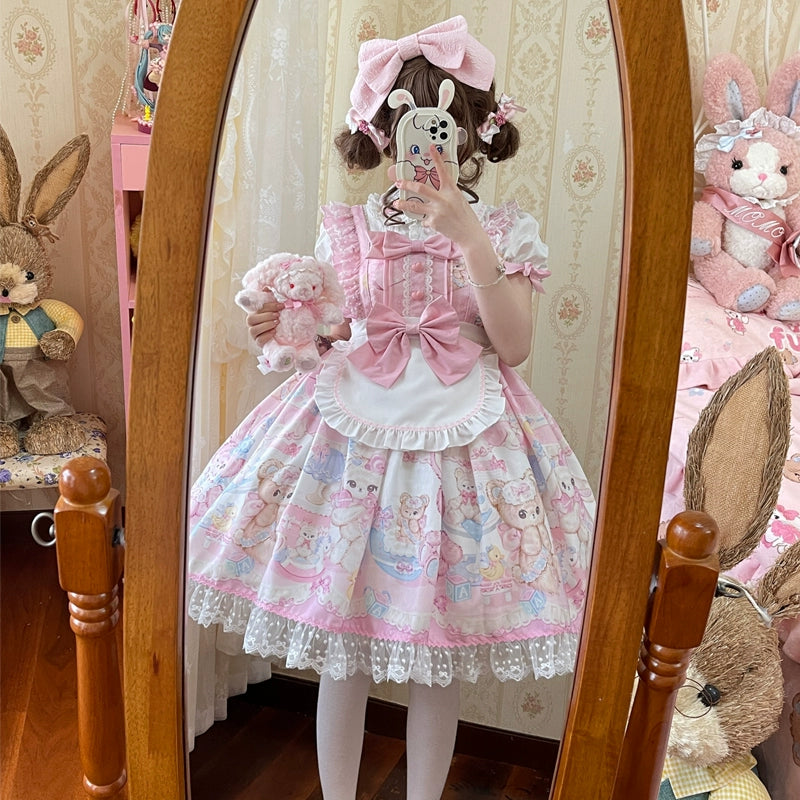 (BFM)Hanguliang~Sweet Bunny Bear~Sweet Lolita Jumper Dress Cute JSK   