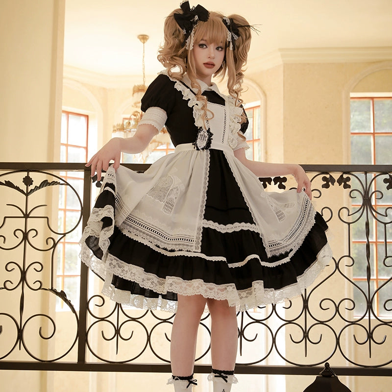 Mademoiselle Pearl~Winter Evening Prayer~Gothic Lolita Jumper Dress Embroidered Candlestick OP Dress   