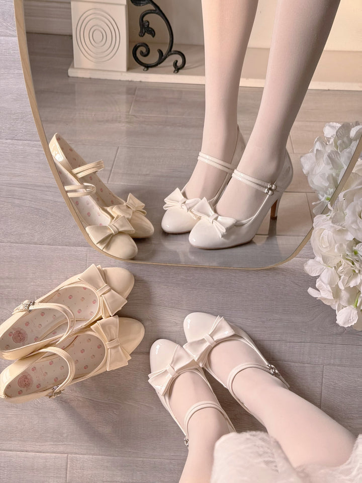 Pure Tea For Dream~Coco Sweet~Elegant Lolita Shoes Pointed Toe Heels with Bow