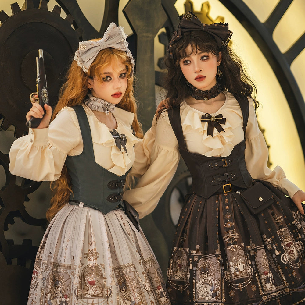 Miss Point - Demon Hunting Notes - Gothic Lolita Cross Print Short Skirt