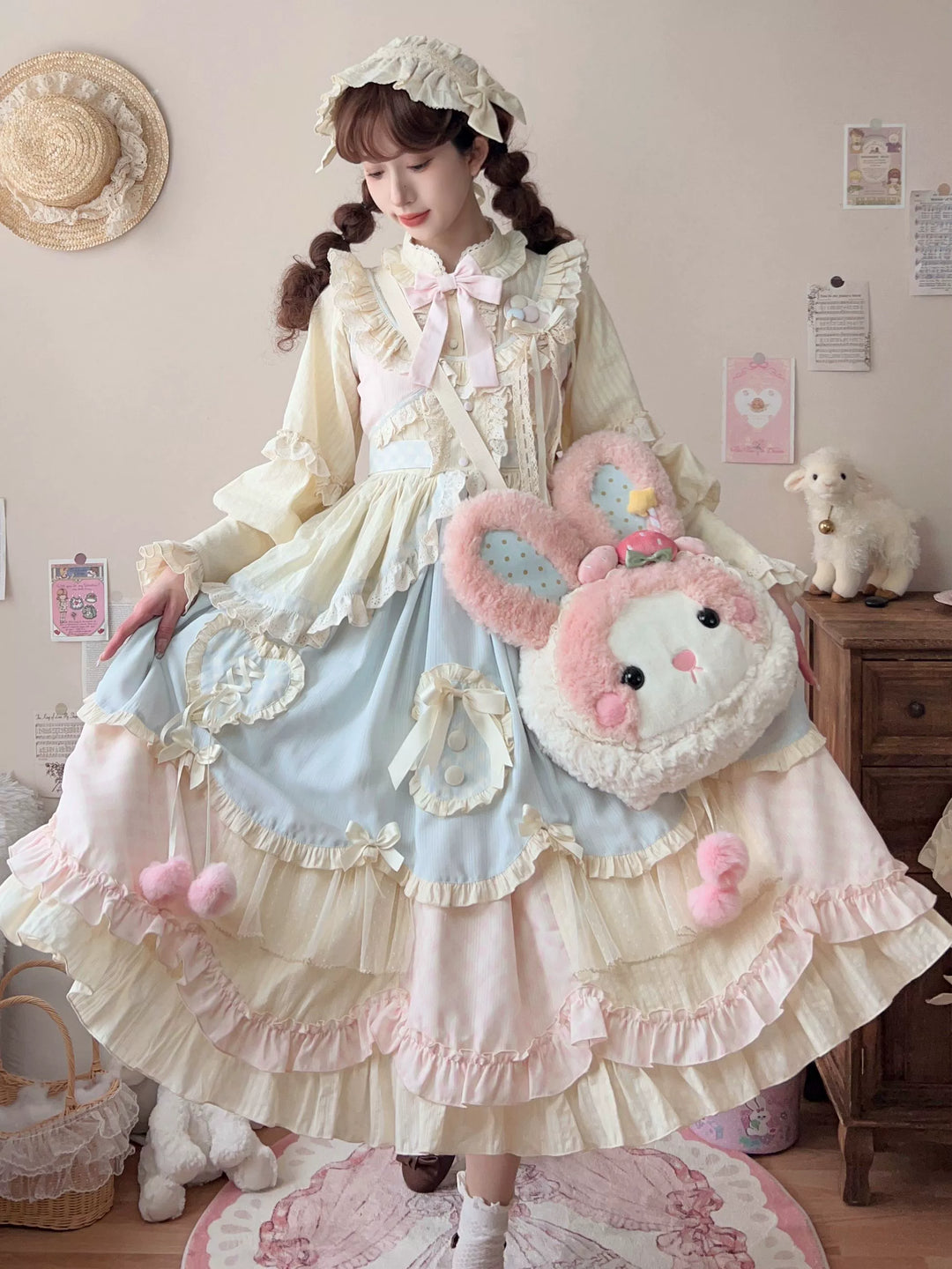 Uncle Wall Original~Dreamy Macaron~Sweet Lolita JSK Dress Solid Color Shirt   