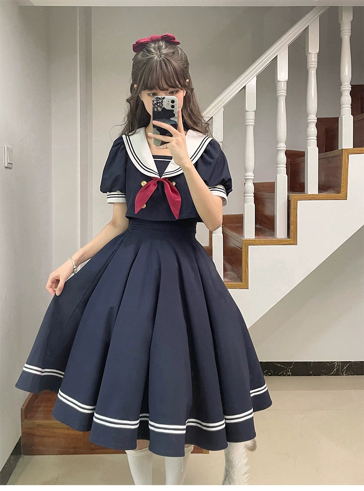 Beleganty - Sea and Wind Separate SP3.0 - Sailor Lolita Puffy Sleeve Blouse 43389:775293