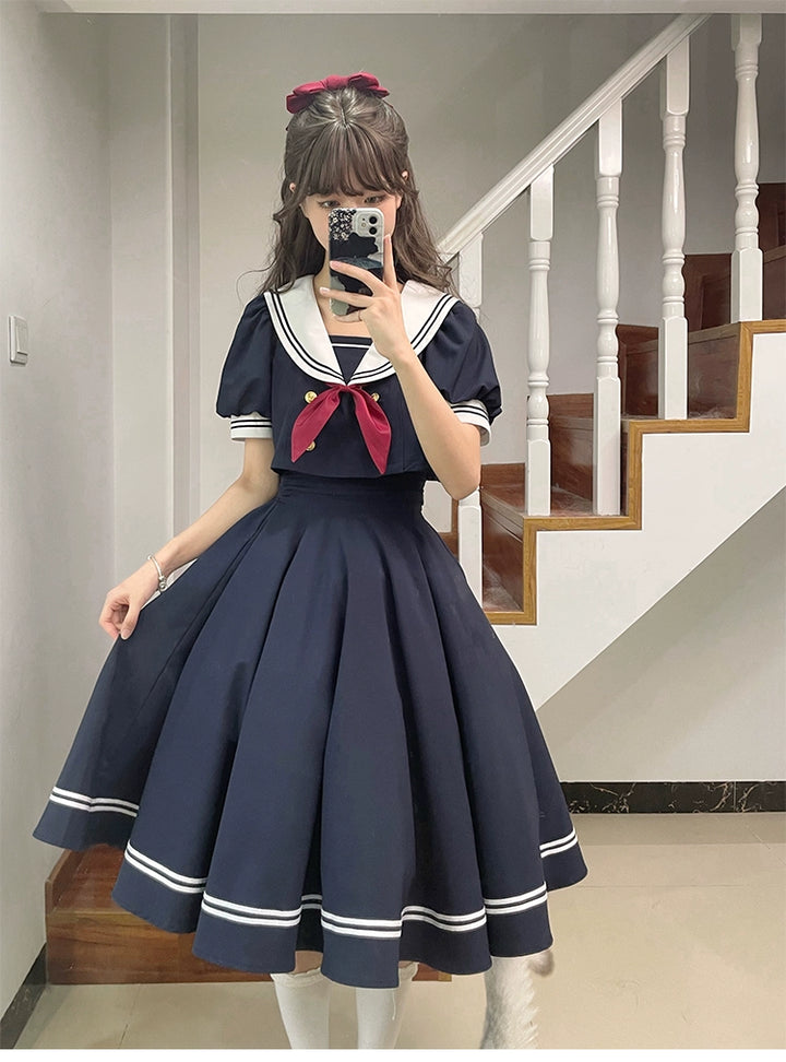 Beleganty - Sea and Wind Separate SP3.0 - Sailor Lolita Puffy Sleeve Blouse 43389:775293