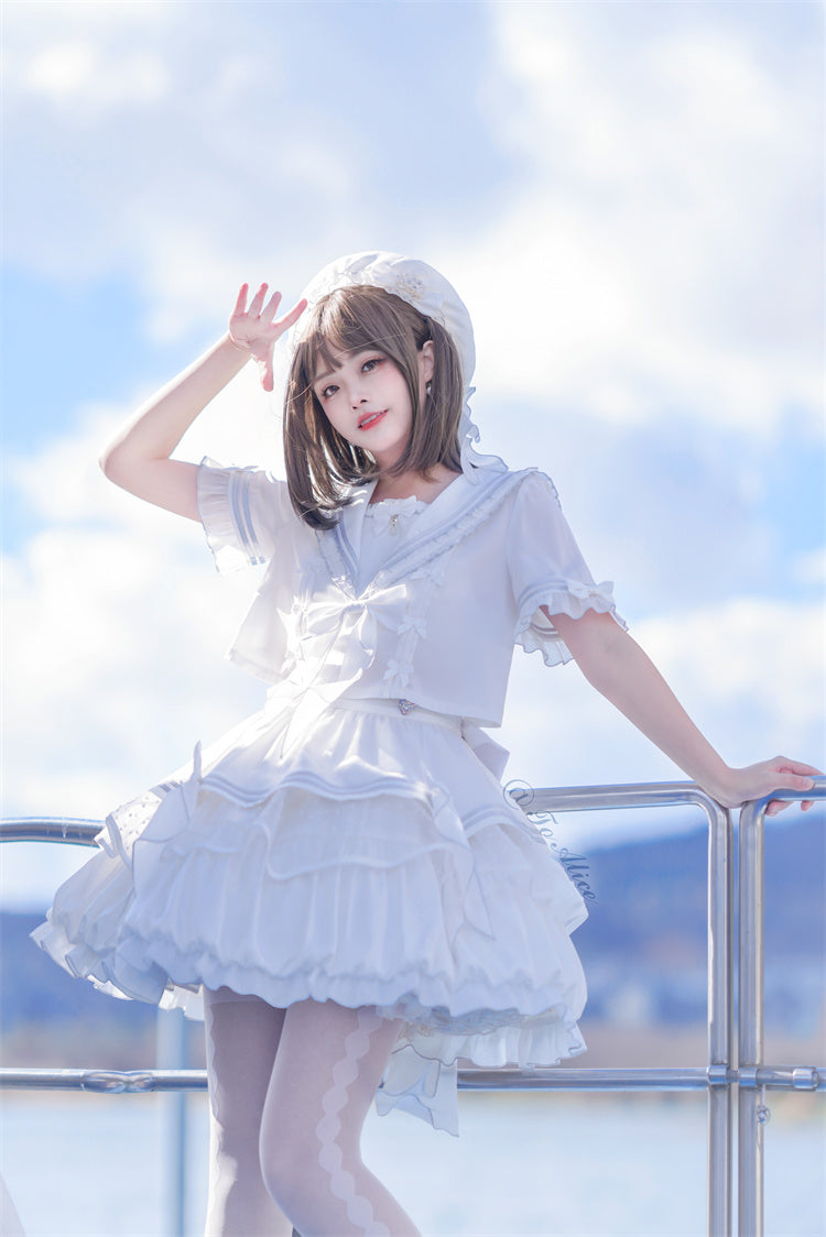 To Alice~Dear Dolls~Sweet Lolita Jellyfish JK Skirt pure white skirt 0 