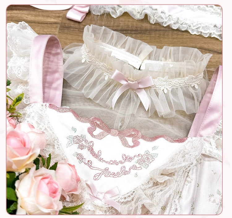 Mademoiselle Pearl~Silk Ballet~Summer Sweet Lolita Satin Ballet Mesh Shirt   