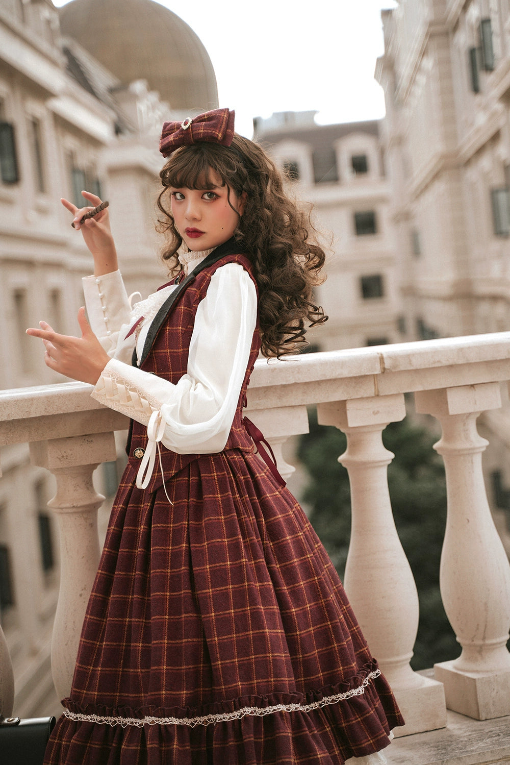 Miss Point - Rose - Elegant Lolita Pliad Print Vest Customized
