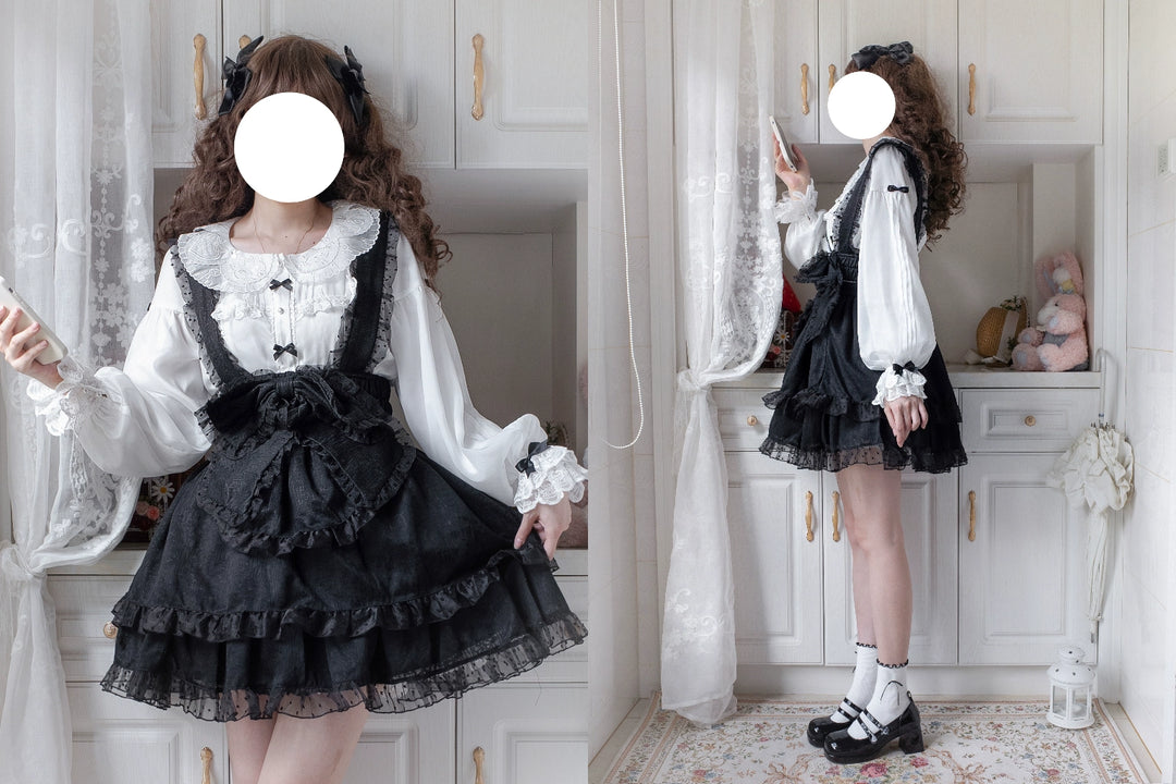 Flower Banquet~Sweet Lolita Blouse Embroidered Shirt with Long Sleeve   