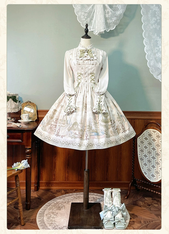 Alice Girl~Iris Study Room~Elegant Lolita JSK Classic Lolita Dress With Square Neck   