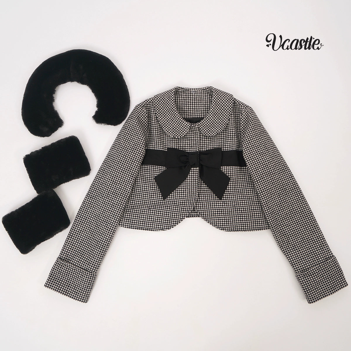 (BFM)Vcastle~Winter Lolita Coat Short Wool Coat S Houndstooth coat 