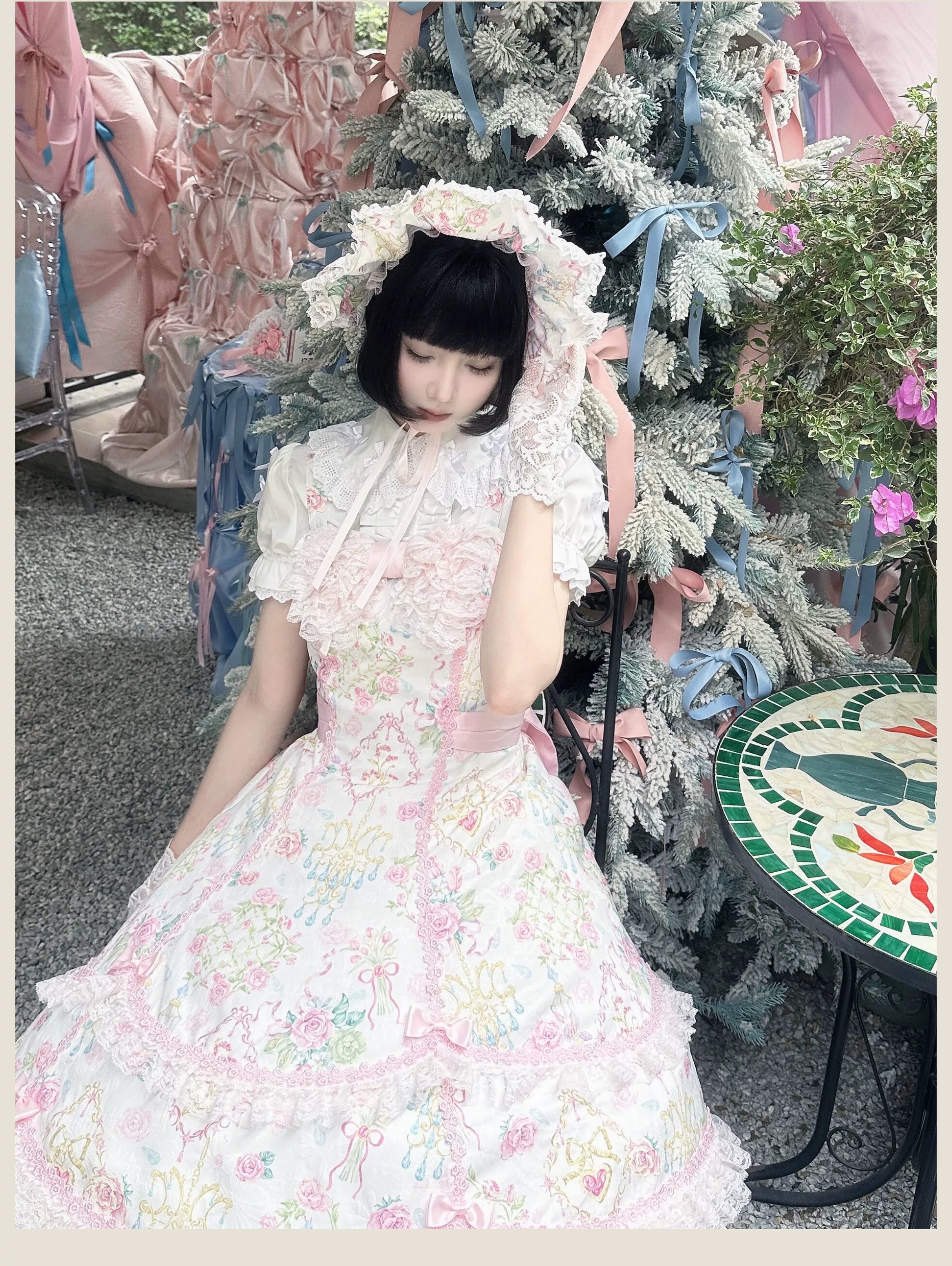 Spring 2025 - Floral Old School Lolita JSK Dress, Lace Trims 42950:847921