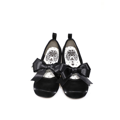 MODO~Beth~Kawaii Lolita Mary Jane Shoes Silk Round Toe 34 Low heel in black 