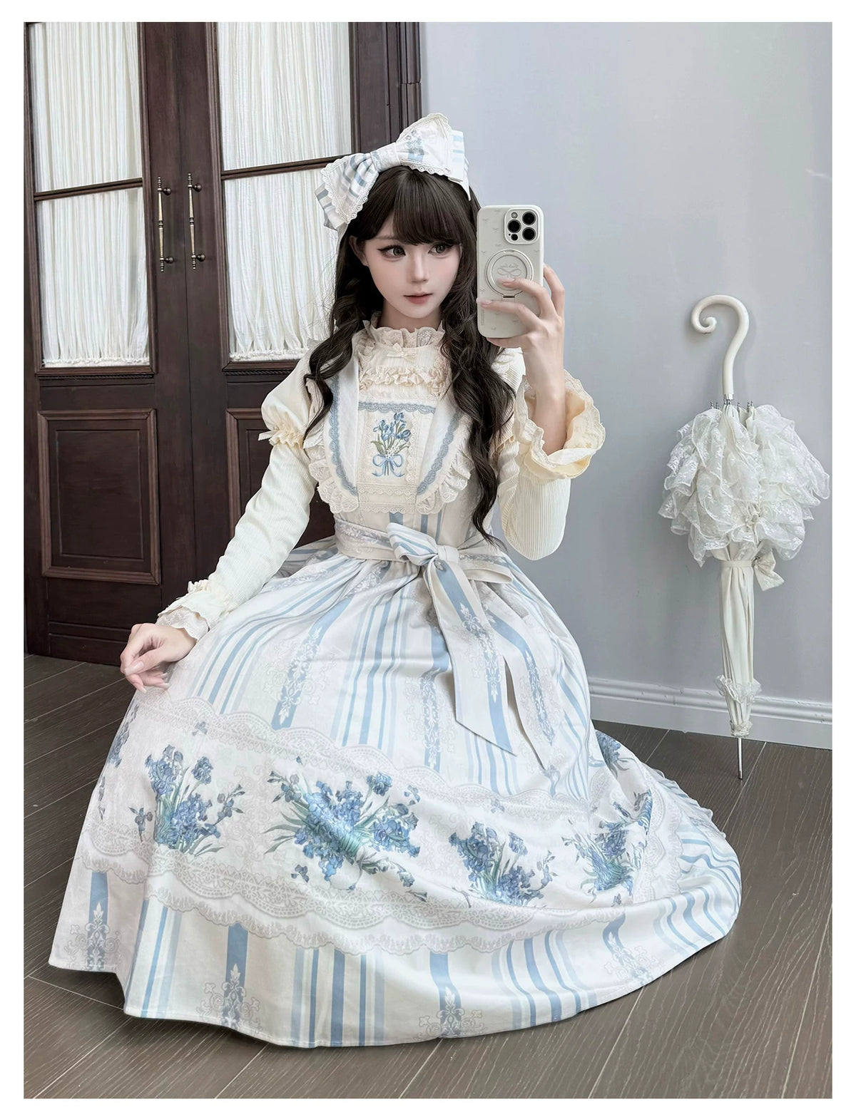 Iris - Classic Lolita JSK Dress Set, Iris Print and Embroidery 45997:871542