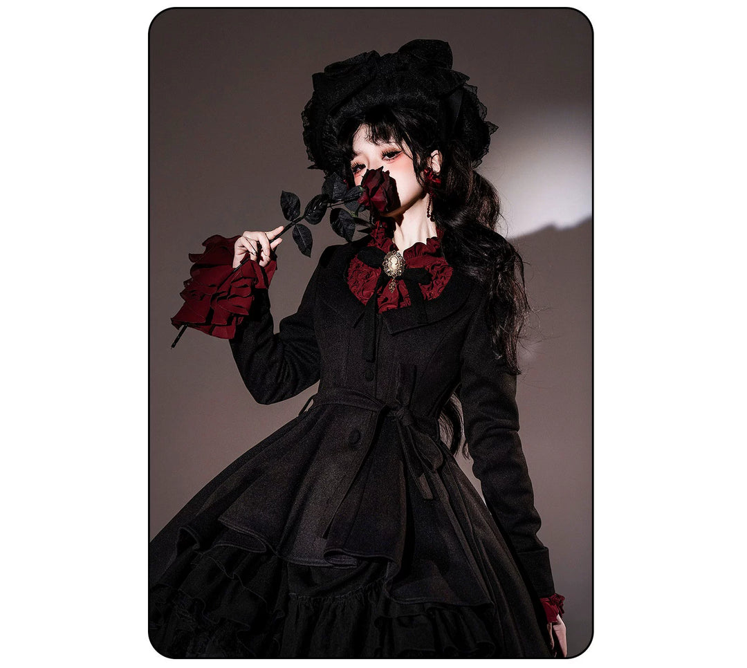 Susin Lolita~Moonlit Rose~Gothic Lolita OP Dress Winter Wool Lolita Overcoat   