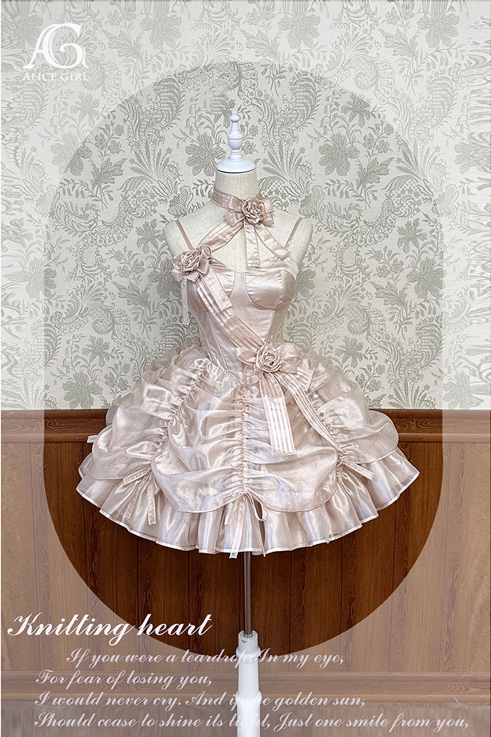 Alice Girl~Knitting Heart~Lolita Jumper Dress Luxury Ballet Full dress   