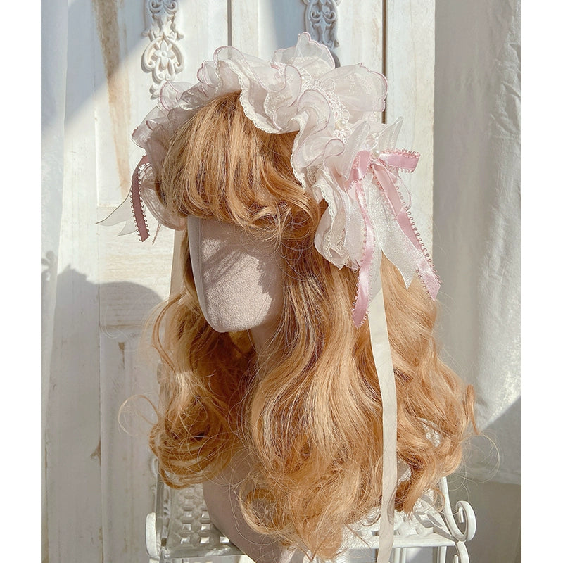 MieYe - Cherry Blossom - Pink Sweet Lolita Tiered Dress (Headband / L M S XL) 43397:775336