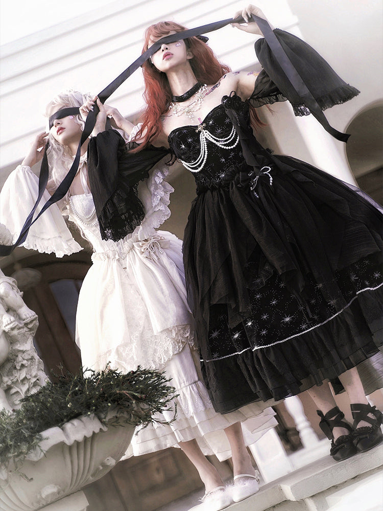 (Buyforme)ZJstory~ Atlantica Star Lolita Fishbone Corset Glamorous Mermaid Skirt XS black sleeves only 