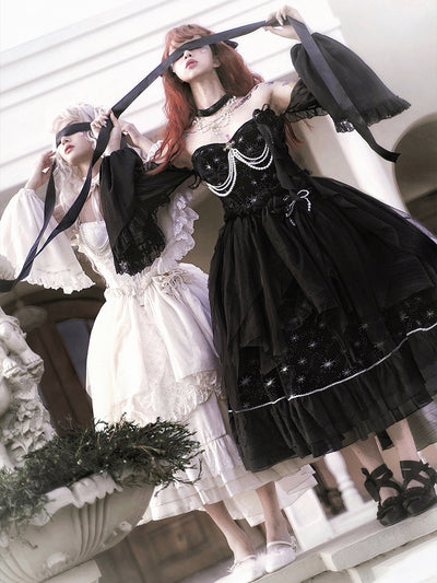 (Buyforme)ZJstory~ Atlantica Star Lolita Fishbone Corset Glamorous Mermaid Skirt XS black sleeves only 