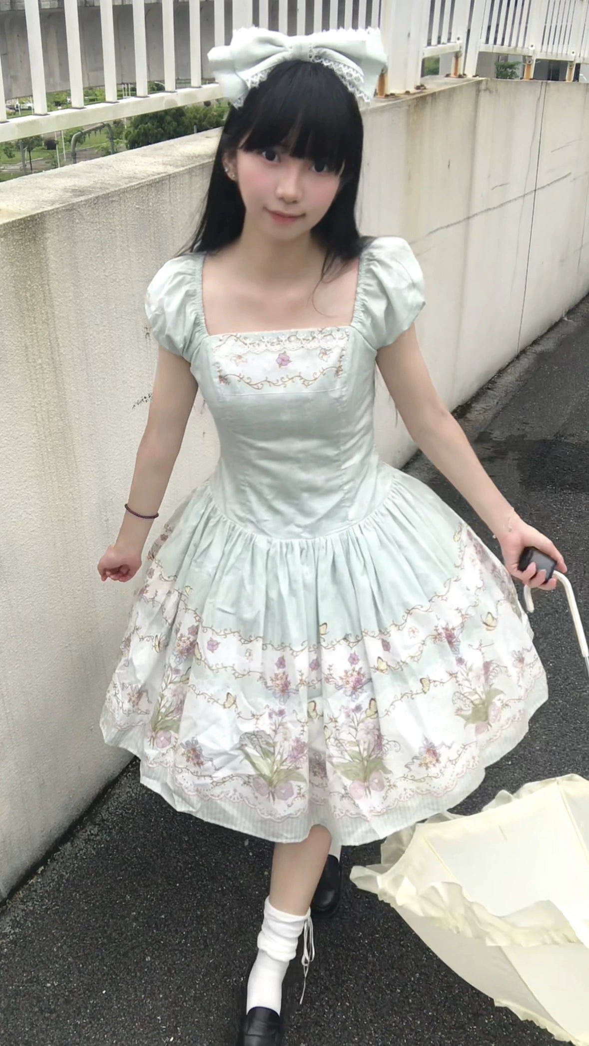 Jenny Flower - Cotton Old School Lolita Floral Printed OP Dress (L M S XL XS / Pre-order) 45608:855913