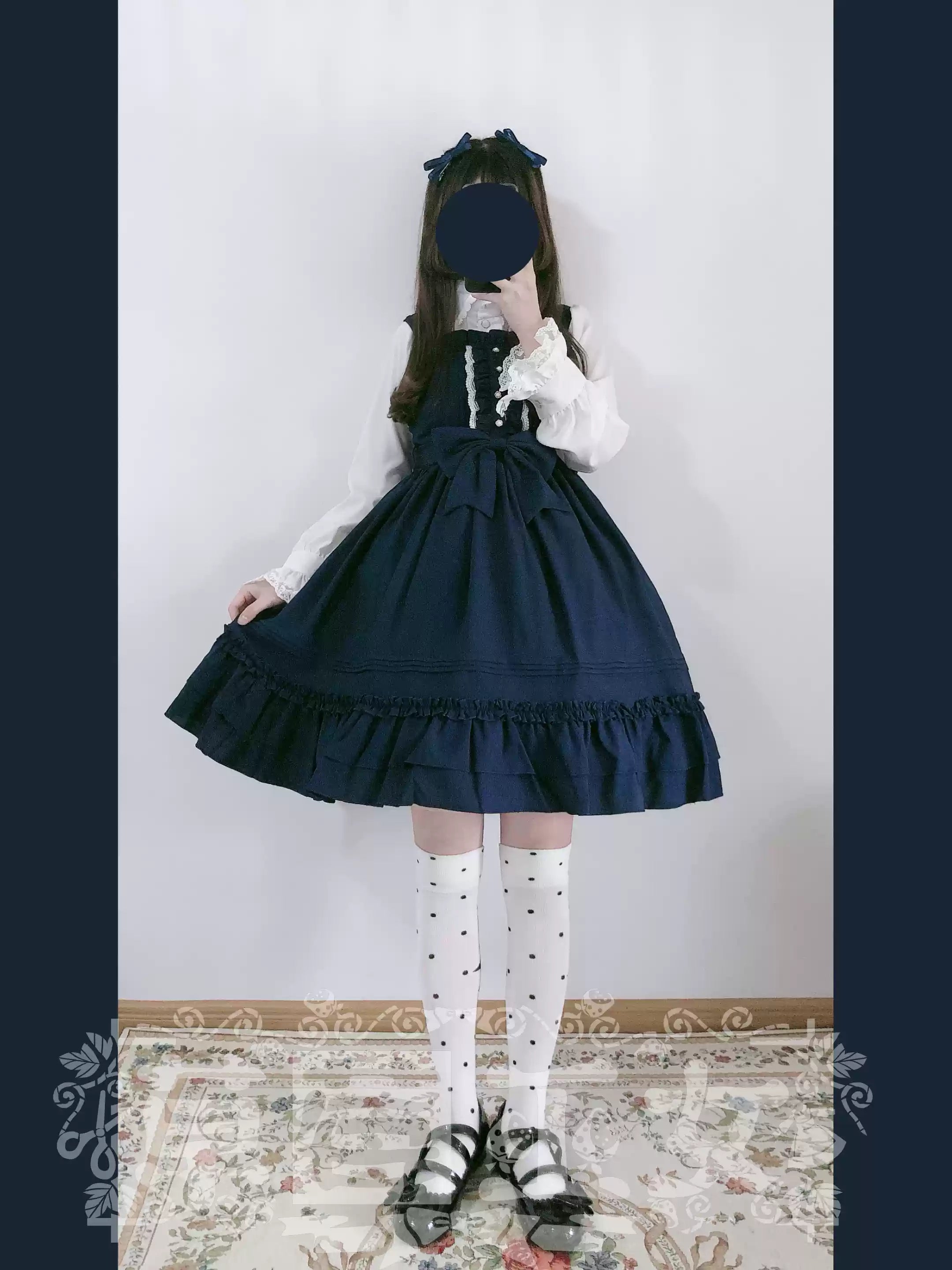 Strawberry Witch - Sweet Lolita JSK Multicolored Lolita Dress Dark blue S