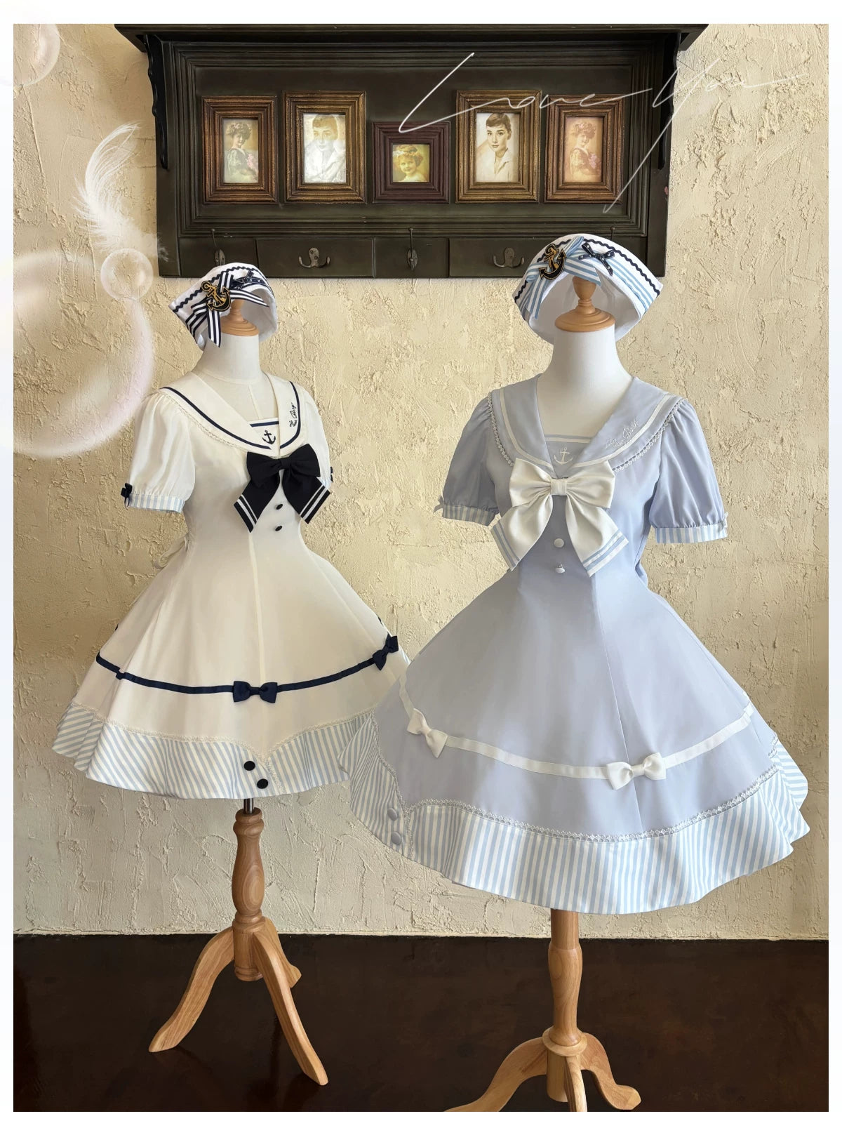 Little Sea Breeze - Summer Sailor Lolita OP Dress with Detachable Bow 45712:859219