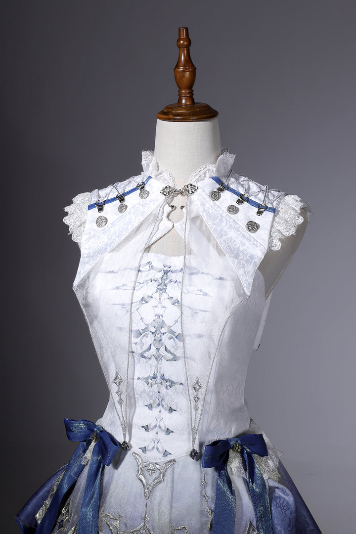 Designer's Gift~Blue Dragon Bone~Ouji Lolita Shorts Suit with Embroidery and Trailing