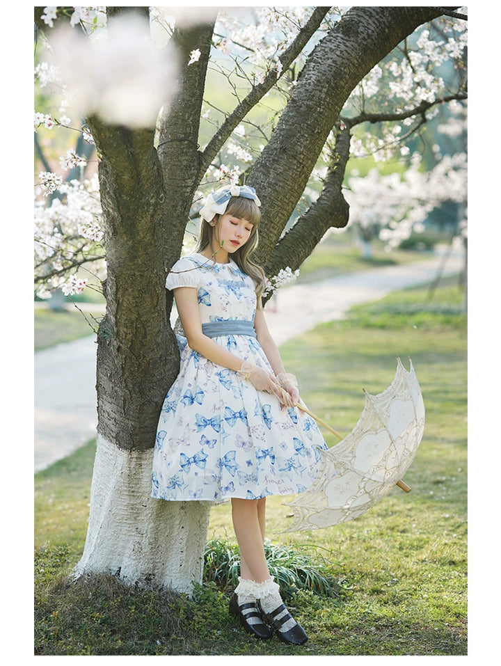 Summer Fairy~Eternal Garden~Sweet Lolita Dress Suit Elegant Open-Shoulder OP and JSK