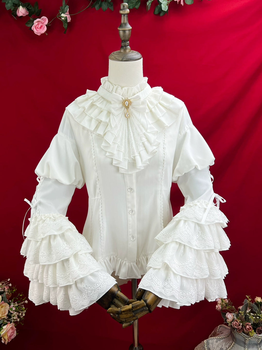 DMFS Lolita~Good and Evil Angel~Gothic Lolita SK Set Retro Princess Sleeve Blouse (2XL L M S XL) 41864:716306