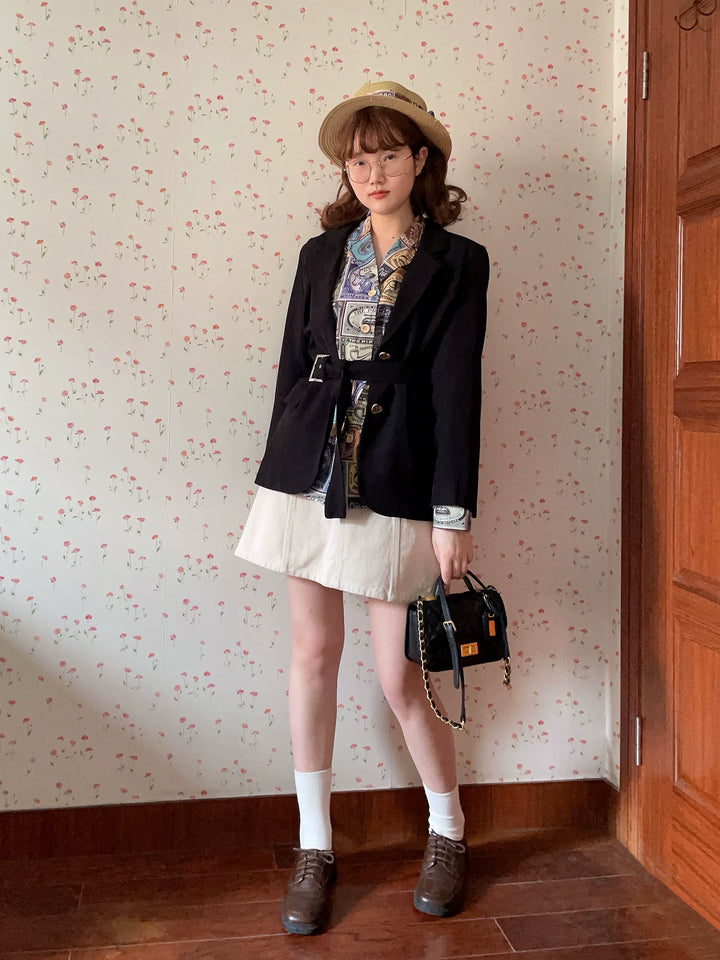 Miss Cube - Antique Label - Retro Lolita Shirt American Customized Loose Print Blouse 35672:497594