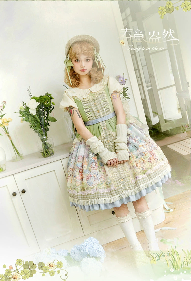 Strawberry Fantasia~Spring In The Air~Sweet Lolita JSK Green Lolita Dress   