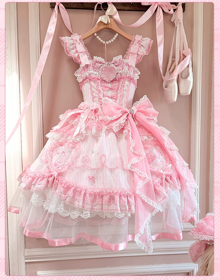 Blossom Daydream - IP Collab Sweet Lolita Dress Set, Pearl Plaid 45899:867251