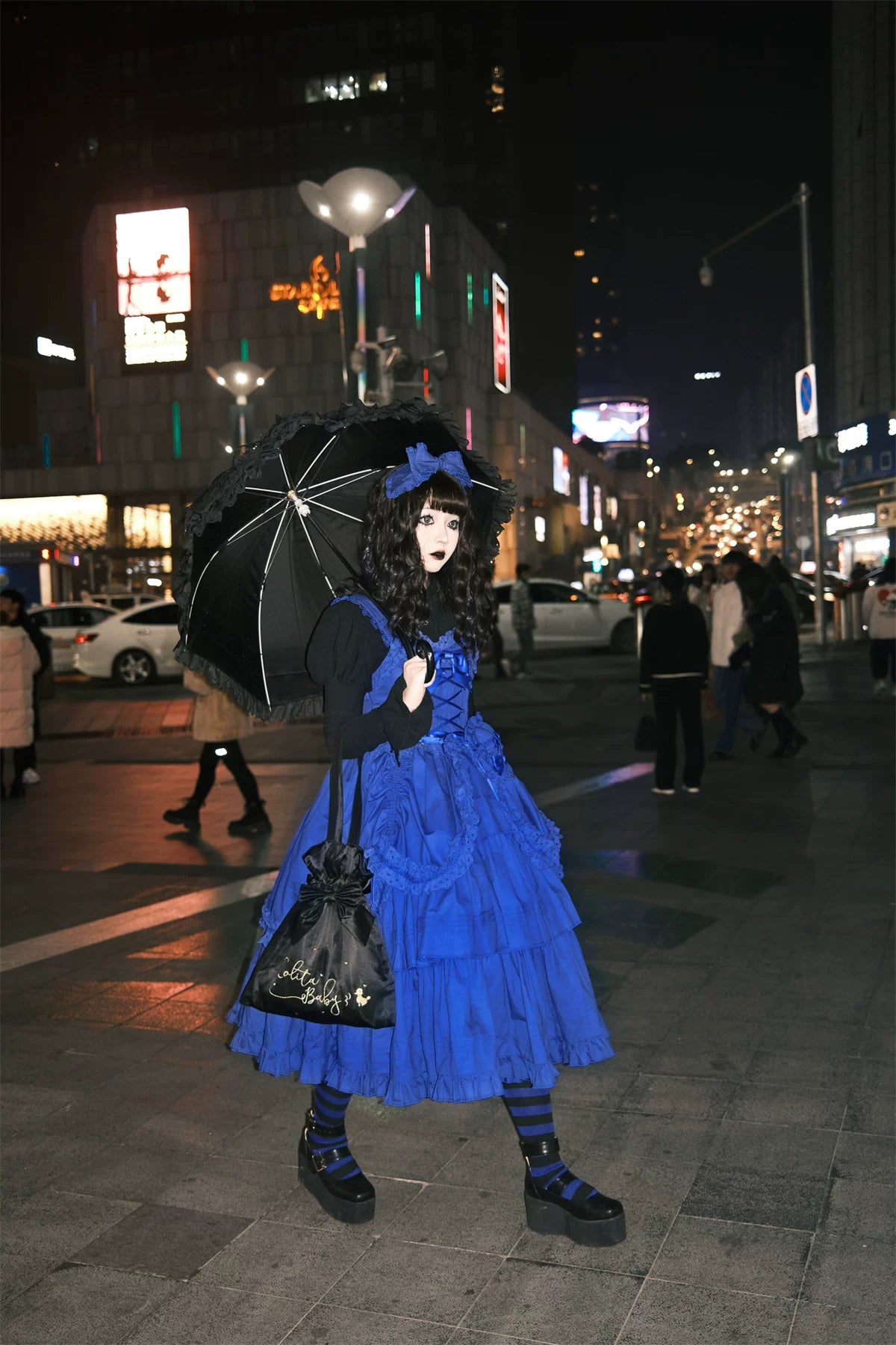 Cotton Gothic Lolita Long JSK, Drawn-up Hem 45213:841069