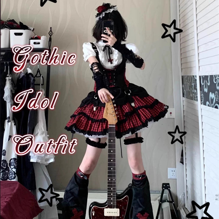 Xiaoxin~Rebel Sweetheart American College Sweet and Spicy Set Idol Lolita Dress   