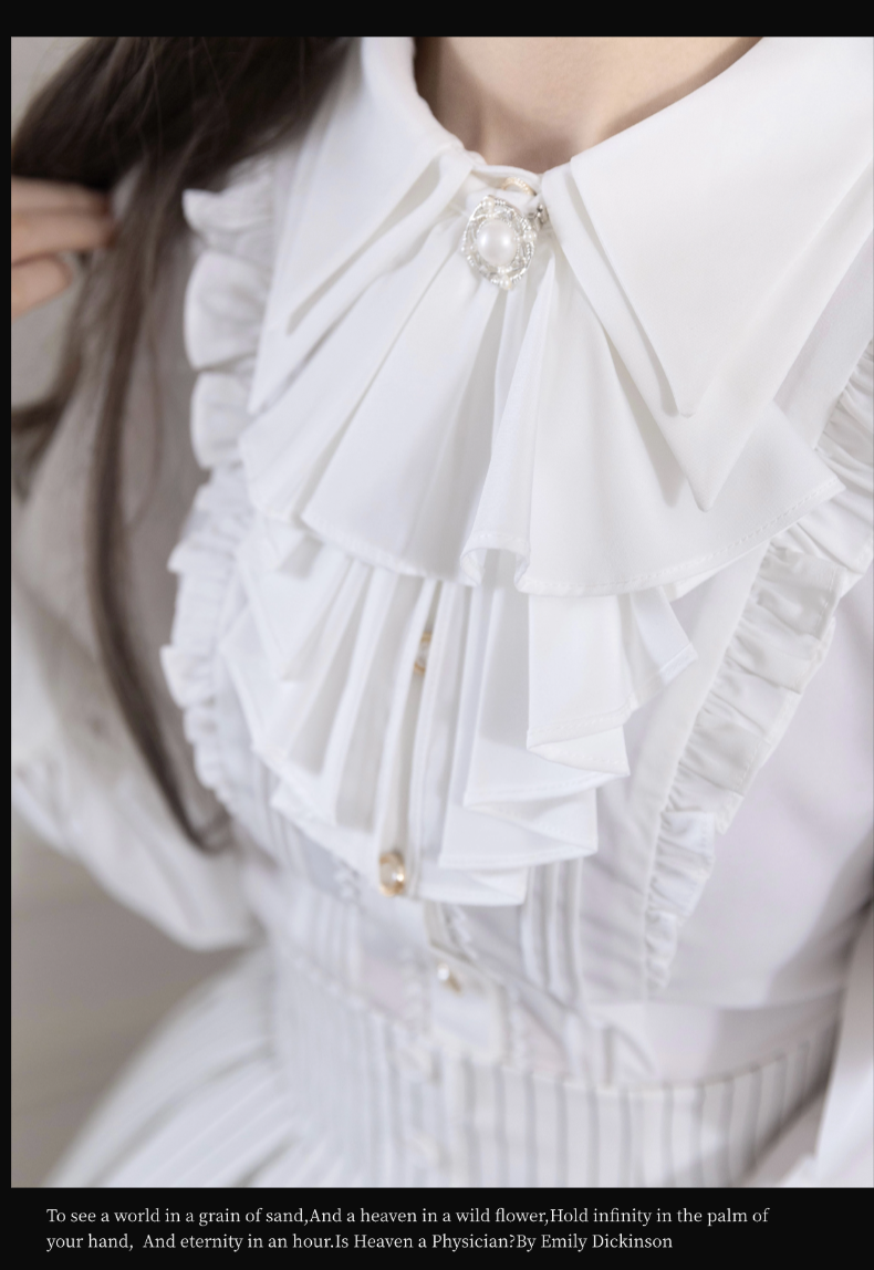 Alice in Wonderland~Love Moon Serenade~Classic Lolita Shirt Preppy Style Blouse White Jabot Only S