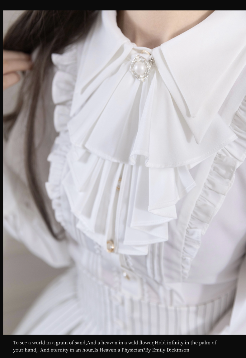 Alice in Wonderland - Love Moon Serenade - Classic Lolita Shirt Preppy Style Blouse White Jabot Only S