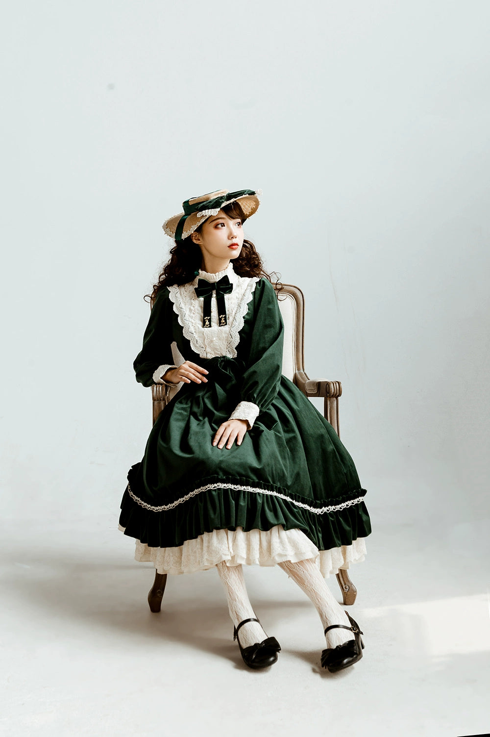 (BFM)Miss Point~Customized Lolita Dress Vintage Elegant Velvet OP Dress 32520:391762