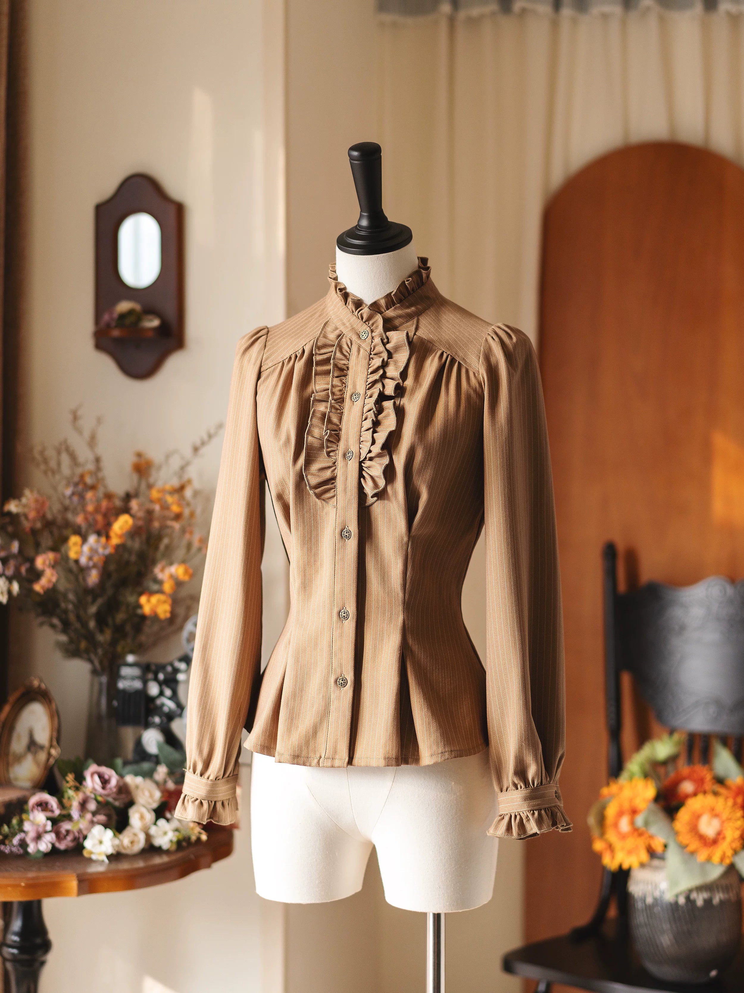 Forest Corridor - Classic Lolita Bust Supporting JSK, Waisted Shirt Light Brown Shirt S In Stock