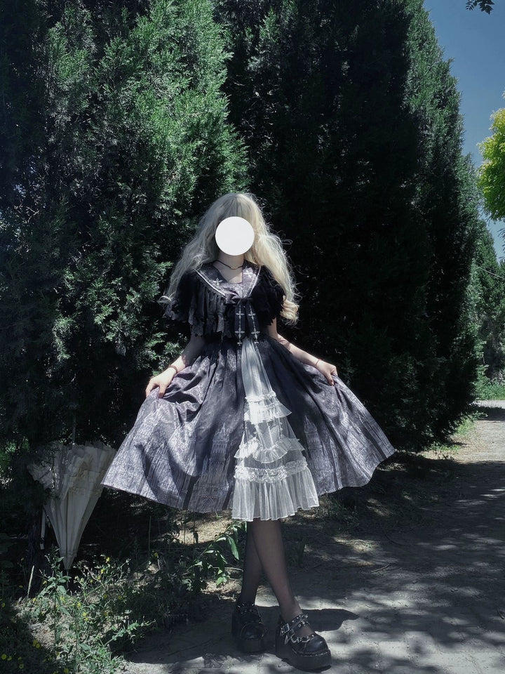 Cornfield Lolita~Silent Church~Gothic Lolita JSK Dress Printed Dress Thin Shawl Set   