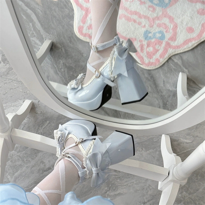 Jiangjiang Biscuit~Elegant Lolita High Heel Shoes Round Toe Low Cut   