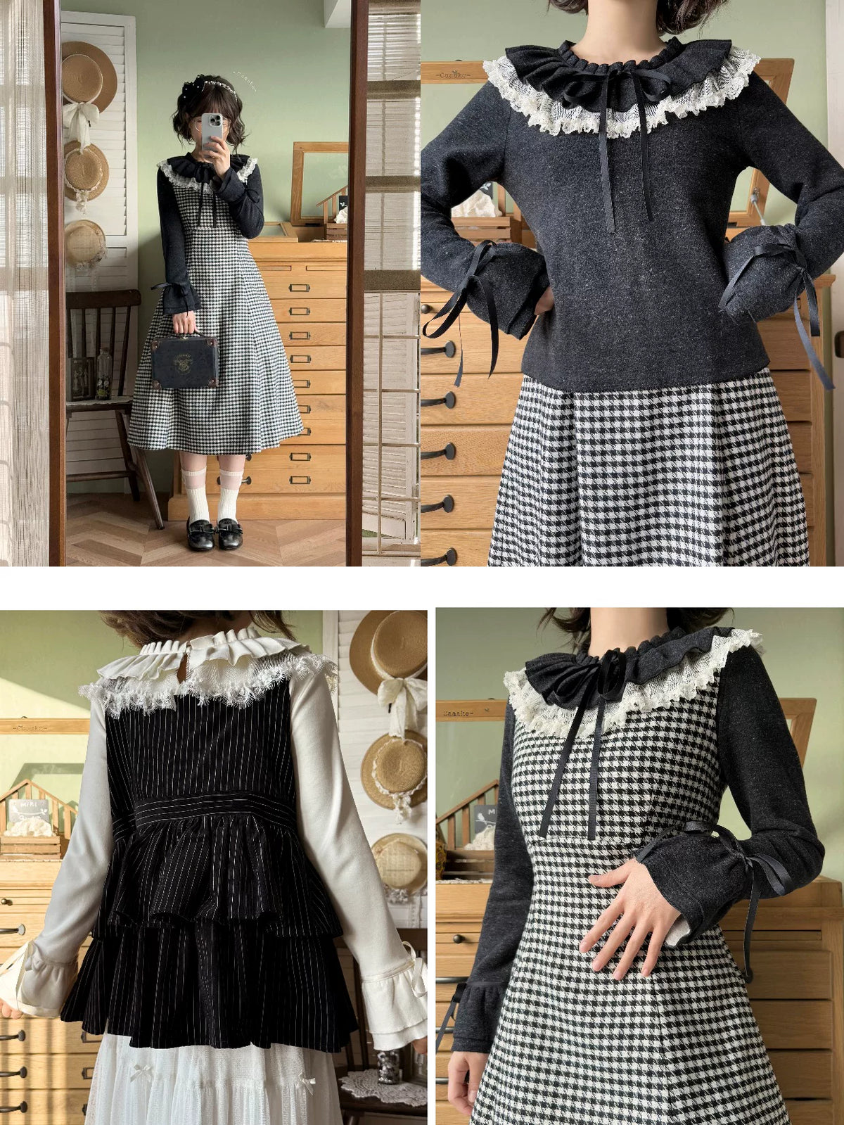 Himawari - Sweet Lolita Long Sleeve Blouse, Tiered Ruffle Collar 45973:869744